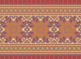 Pixel Ethnic pattern vector background. seamless pattern traditional, Design for background, wallpaper, Batik, fabric, carpet, clothing, wrapping, and textile.ethnic pattern Vector illustration.