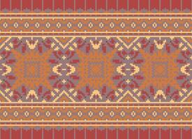 Pixel Ethnic pattern vector background. seamless pattern traditional, Design for background, wallpaper, Batik, fabric, carpet, clothing, wrapping, and textile.ethnic pattern Vector illustration.