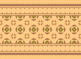 Pixel Ethnic pattern vector background. seamless pattern traditional, Design for background, wallpaper, Batik, fabric, carpet, clothing, wrapping, and textile.ethnic pattern Vector illustration.