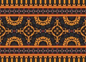 Pixel Embroidery ethnic pattern, Vector Geometric ornate background, Cross stitch retro zigzag style, pattern knitting continuous, Design for textile, fabric, ceramic, digital print