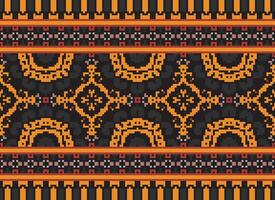 Pixel Embroidery ethnic pattern, Vector Geometric ornate background, Cross stitch retro zigzag style, pattern knitting continuous, Design for textile, fabric, ceramic, digital print