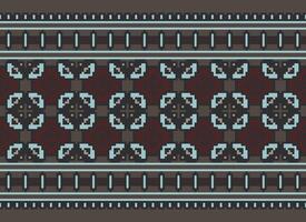 A Floral pixel art pattern on grey background.geometric ethnic oriental embroidery vector illustration. pixel style, abstract background, cross stitch.design for texture, fabric, cloth, scarf, print