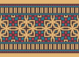 Pixel Ethnic pattern vector background. seamless pattern traditional, Design for background, wallpaper, Batik, fabric, carpet, clothing, wrapping, and textile.ethnic pattern Vector illustration.