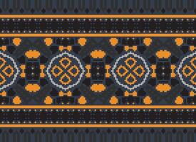 Pixel Embroidery ethnic pattern, Vector Geometric ornate background, Cross stitch retro zigzag style, pattern knitting continuous, Design for textile, fabric, ceramic, digital print