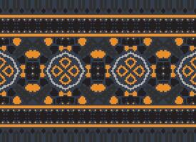 Pixel Embroidery ethnic pattern, Vector Geometric ornate background, Cross stitch retro zigzag style, pattern knitting continuous, Design for textile, fabric, ceramic, digital print