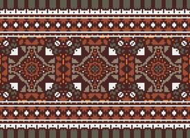 píxel ucranio, bielorruso gente Arte vector sin costura modelo en rojo y negro, inspirado por tradicional bordado vyshyvanka