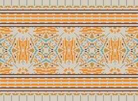 Pixel Embroidery ethnic pattern, Vector Geometric ornate background, Cross stitch retro zigzag style, pattern knitting continuous, Design for textile, fabric, ceramic, digital print