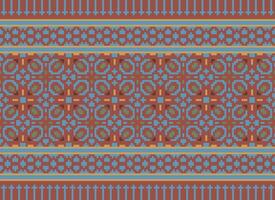 Cross Stitch Border. Embroidery Cross Stitch. Ethnic Patterns. Geometric Ethnic Indian pattern. Native Ethnic pattern.Texture Textile Fabric Clothing Knitwear print. Pixel Horizontal Seamless Vector. vector