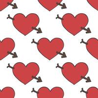 Seamless pattern with hand drawn heart doodle for decorative print, wrapping paper, greeting cards and fabric vector