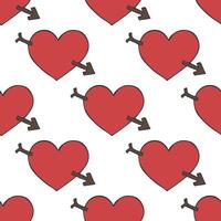 Seamless pattern with hand drawn heart doodle for decorative print, wrapping paper, greeting cards and fabric vector