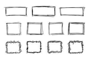 Hand drawn frame clipart. Ink scribble set. Elements for design vector