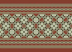 Pixel Ethnic pattern vector background. seamless pattern traditional, Design for background, wallpaper, Batik, fabric, carpet, clothing, wrapping, and textile.ethnic pattern Vector illustration.