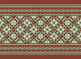 Pixel Ethnic pattern vector background. seamless pattern traditional, Design for background, wallpaper, Batik, fabric, carpet, clothing, wrapping, and textile.ethnic pattern Vector illustration.