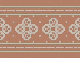 Cross Stitch pattern with Floral Designs. Traditional cross stitch needlework. Geometric Ethnic pattern, Embroidery, Textile ornamentation, fabric, Hand stitched pattern, Cultural stitching pixel art. vector