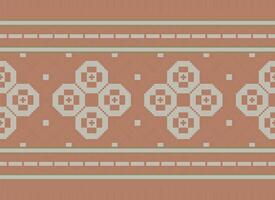 Cross Stitch pattern with Floral Designs. Traditional cross stitch needlework. Geometric Ethnic pattern, Embroidery, Textile ornamentation, fabric, Hand stitched pattern, Cultural stitching pixel art. vector