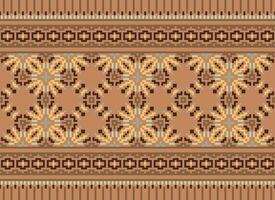 Pixel Ethnic pattern vector background. seamless pattern traditional, Design for background, wallpaper, Batik, fabric, carpet, clothing, wrapping, and textile.ethnic pattern Vector illustration.