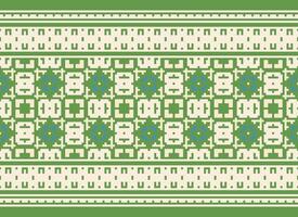 Cross Stitch Border. Embroidery Cross Stitch. Ethnic Patterns. Geometric Ethnic Indian pattern. Native Ethnic pattern.Texture Textile Fabric Clothing Knitwear print. Pixel Horizontal Seamless Vector. vector