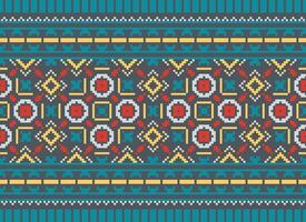 Geometric patterns of modern stylish texture. Borders in the form of a pixel ornament for embroidery, ceramic tiles and textile interior design elements. Seamless illustration vector
