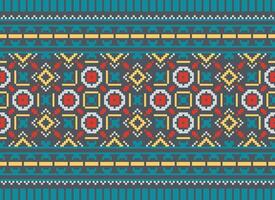 Geometric patterns of modern stylish texture. Borders in the form of a pixel ornament for embroidery, ceramic tiles and textile interior design elements. Seamless illustration vector