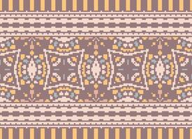 Cross Stitch Embroidery. Ethnic Patterns. Native Style. Traditional Design for texture, textile, fabric, clothing, Knitwear, print. Geometric Pixel Horizontal Seamless Vector. vector