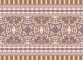 Cross Stitch Embroidery. Ethnic Patterns. Native Style. Traditional Design for texture, textile, fabric, clothing, Knitwear, print. Geometric Pixel Horizontal Seamless Vector. vector