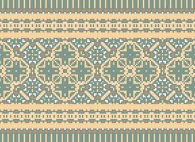 Pixel Ethnic pattern vector background. seamless pattern traditional, Design for background, wallpaper, Batik, fabric, carpet, clothing, wrapping, and textile.ethnic pattern Vector illustration.