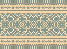 Pixel Ethnic pattern vector background. seamless pattern traditional, Design for background, wallpaper, Batik, fabric, carpet, clothing, wrapping, and textile.ethnic pattern Vector illustration.