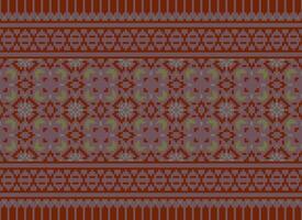 Cross Stitch pattern with Floral Designs. Traditional cross stitch needlework. Geometric Ethnic pattern, Embroidery, Textile ornamentation, fabric, Hand stitched pattern, Cultural stitching pixel art. vector