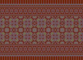 Cross Stitch pattern with Floral Designs. Traditional cross stitch needlework. Geometric Ethnic pattern, Embroidery, Textile ornamentation, fabric, Hand stitched pattern, Cultural stitching pixel art. vector