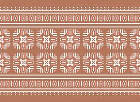 A Floral pixel art pattern on grey background.geometric ethnic oriental embroidery vector illustration. pixel style, abstract background, cross stitch.design for texture, fabric, cloth, scarf, print