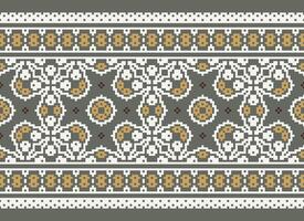 Geometric patterns of modern stylish texture. Borders in the form of a pixel ornament for embroidery, ceramic tiles and textile interior design elements. Seamless illustration vector