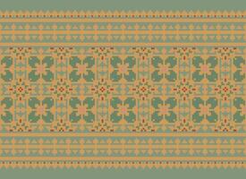 Pixel Ethnic pattern vector background. seamless pattern traditional, Design for background, wallpaper, Batik, fabric, carpet, clothing, wrapping, and textile.ethnic pattern Vector illustration.