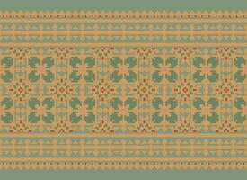 Pixel Ethnic pattern vector background. seamless pattern traditional, Design for background, wallpaper, Batik, fabric, carpet, clothing, wrapping, and textile.ethnic pattern Vector illustration.