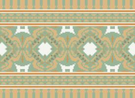 Pixel Ethnic pattern vector background. seamless pattern traditional, Design for background, wallpaper, Batik, fabric, carpet, clothing, wrapping, and textile.ethnic pattern Vector illustration.