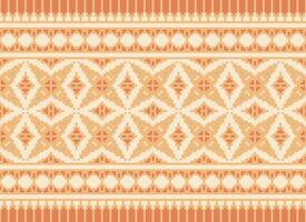 Pixel Embroidery ethnic pattern, Vector Geometric ornate background, Cross stitch retro zigzag style, pattern knitting continuous, Design for textile, fabric, ceramic, digital print