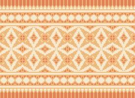 Pixel Embroidery ethnic pattern, Vector Geometric ornate background, Cross stitch retro zigzag style, pattern knitting continuous, Design for textile, fabric, ceramic, digital print