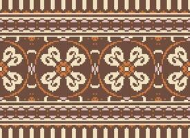 Pixel Ethnic pattern vector background. seamless pattern traditional, Design for background, wallpaper, Batik, fabric, carpet, clothing, wrapping, and textile.ethnic pattern Vector illustration.