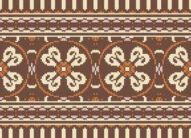 Pixel Ethnic pattern vector background. seamless pattern traditional, Design for background, wallpaper, Batik, fabric, carpet, clothing, wrapping, and textile.ethnic pattern Vector illustration.