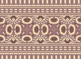 Pixel Ethnic pattern vector background. seamless pattern traditional, Design for background, wallpaper, Batik, fabric, carpet, clothing, wrapping, and textile.ethnic pattern Vector illustration.