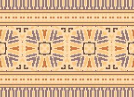 Pixel Ethnic pattern vector background. seamless pattern traditional, Design for background, wallpaper, Batik, fabric, carpet, clothing, wrapping, and textile.ethnic pattern Vector illustration.