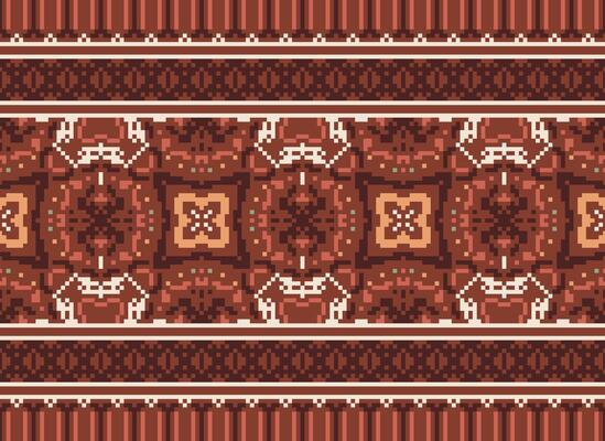 Nature vintages cross stitch traditional ethnic pattern paisley flower Ikat background abstract Aztec African Indonesian Indian seamless pattern for fabric print cloth dress carpet curtains and sarong