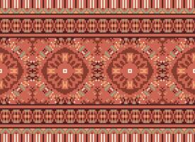 Nature vintages cross stitch traditional ethnic pattern paisley flower Ikat background abstract Aztec African Indonesian Indian seamless pattern for fabric print cloth dress carpet curtains and sarong vector