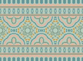 Pixel Ethnic pattern vector background. seamless pattern traditional, Design for background, wallpaper, Batik, fabric, carpet, clothing, wrapping, and textile.ethnic pattern Vector illustration.