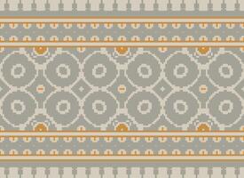Pixel Embroidery ethnic pattern, Vector Geometric ornate background, Cross stitch retro zigzag style, pattern knitting continuous, Design for textile, fabric, ceramic, digital print