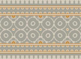 Pixel Embroidery ethnic pattern, Vector Geometric ornate background, Cross stitch retro zigzag style, pattern knitting continuous, Design for textile, fabric, ceramic, digital print