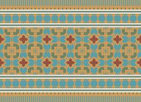 Pixel Ethnic pattern vector background. seamless pattern traditional, Design for background, wallpaper, Batik, fabric, carpet, clothing, wrapping, and textile.ethnic pattern Vector illustration.
