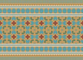 Pixel Ethnic pattern vector background. seamless pattern traditional, Design for background, wallpaper, Batik, fabric, carpet, clothing, wrapping, and textile.ethnic pattern Vector illustration.