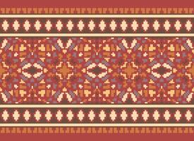 Pixel Ethnic pattern vector background. seamless pattern traditional, Design for background, wallpaper, Batik, fabric, carpet, clothing, wrapping, and textile.ethnic pattern Vector illustration.