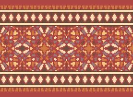 Pixel Ethnic pattern vector background. seamless pattern traditional, Design for background, wallpaper, Batik, fabric, carpet, clothing, wrapping, and textile.ethnic pattern Vector illustration.