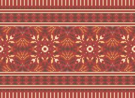 Pixel Ethnic pattern vector background. seamless pattern traditional, Design for background, wallpaper, Batik, fabric, carpet, clothing, wrapping, and textile.ethnic pattern Vector illustration.
